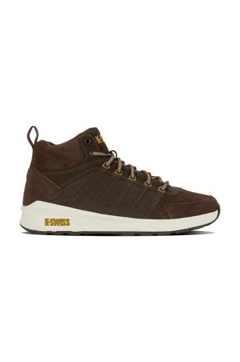 Kožené sneakers boty K-Swiss VISTA TRAINER MID WNT hnědá barva, 07145.229.M