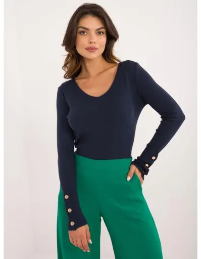 Dámský svetr s dlouhými rukávy námořnicky modrý