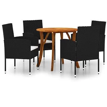 5dílný zahradní jídelní set černý, 3071791 (3071791)