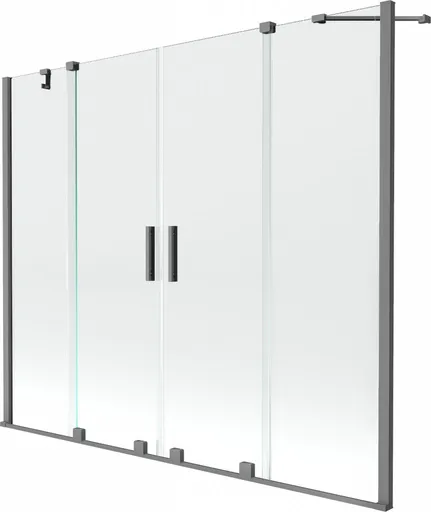 MEXEN/S Velar Duo dvoukřídlá posuvná vanová zástěna 180 x 150, transparent, grafit metal 896-180-000-02-95