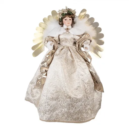 Béžová svítící a hrající vánoční dekorace anděl Angel Chris led - 60*40*86 cm 50774