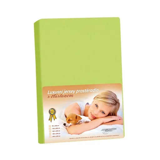 Bellatex Jersey prostěradlo s elastanem zelená, 90 x 200 cm