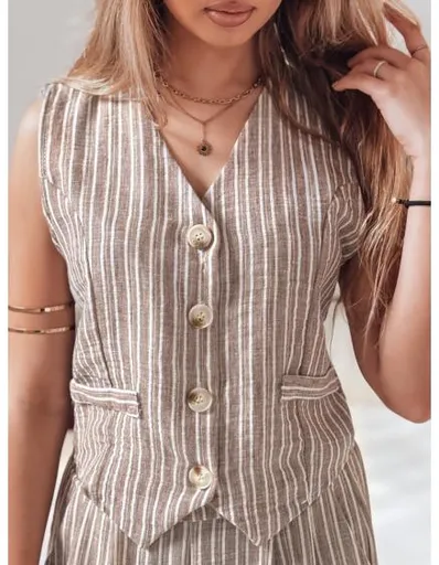 Dámská sako bez rukávů LINELIA hnědá