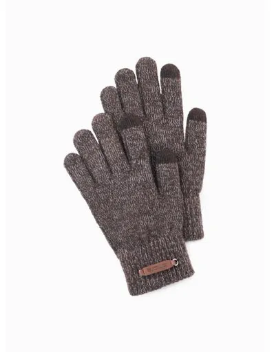 Pánské elegantní rukavice ze směsi vlny - grafitový melír V2