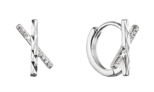 Evolution Group - Pavona Originální stříbrné náušnice kruhy se zirkony 11447.1