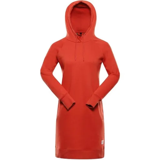 ALPINE PRO OLEBA Dámské mikinové šaty, červená, velikost
