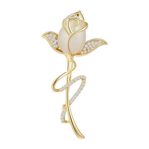 Troli Pozlacená brož Rozkvétající růže Gold