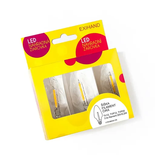 Exihand Blistr 3 čiré žárovky LED FILAMENT Šiška čirá  20V/0,2W