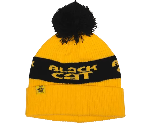 Black cat čepice yellow bobble hat