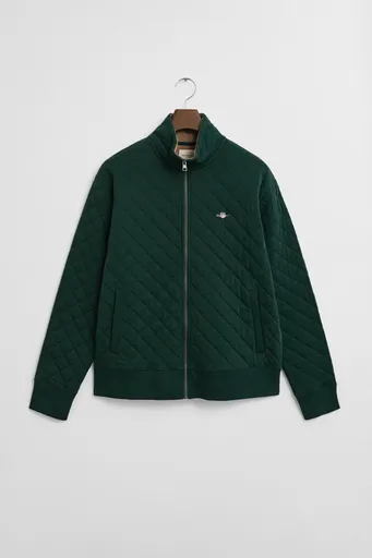 MIKINA GANT QUILTED CORD COLLAR FULL ZIP TARTAN GREEN