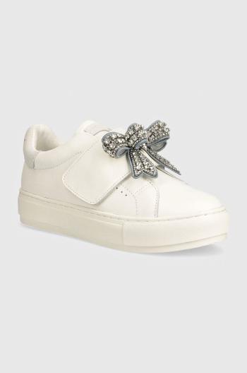 Kožené sneakers boty Kurt Geiger London Laney Bow bílá barva, 31567109