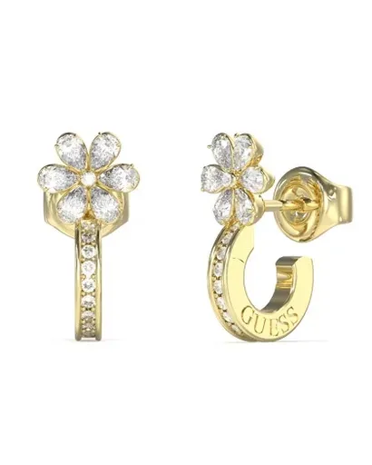 Guess Pozlacené půlkruhové náušnice s květinami Lily JUBE05110JWYGT/U