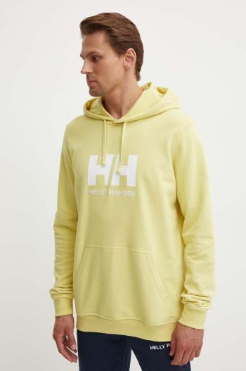 Bavlněná mikina Helly Hansen HH LOGO HOODIE pánská, tmavomodrá barva, s kapucí, s aplikací, 33977