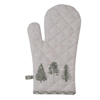 Béžová bavlněná chňapka - rukavice se stromky Natural Pine Trees - 18*30 cm NPT44