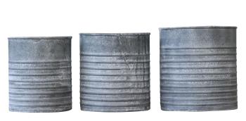 3ks plechový zinkový antik obal na květináč Planters - Ø 21*22/Ø 17*20 / Ø 13*18cm 65071000 (65710-00)