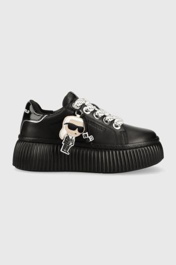 Kožené sneakers boty Karl Lagerfeld KREEPER LO černá barva, KL42376N