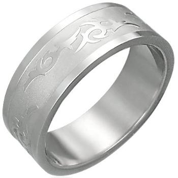 Prsteň z ocele s kmeňovým ornamentom - Veľkosť: 65 mm