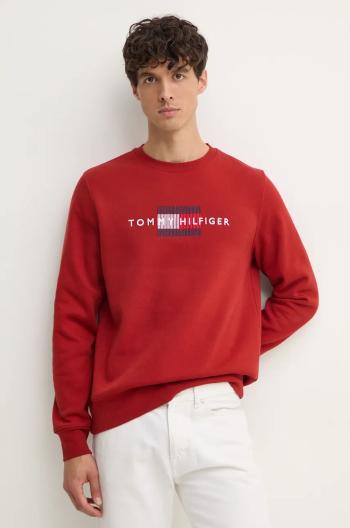 Mikina Tommy Hilfiger pánská, červená barva, s aplikací, MW0MW35541