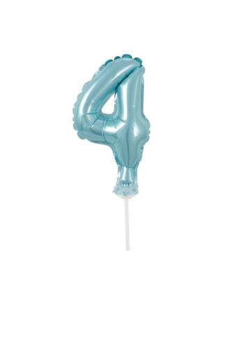 Balón foliový číslice tyrkysová (Tiffany) 12,5 cm - 4 s držákem - BALONČ