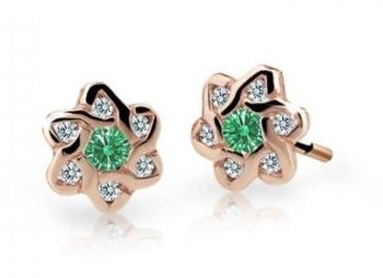 Cutie Jewellery Dětské náušnice z růžového zlata C2149-30-X-4 zelená