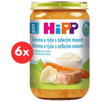 HiPP BIO Zelenina s rýží a telecím masem od 8. měsíce, 6 ×  220 g (9062300403043)