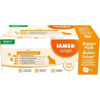 Kapsička Iams Delights mořské a suchozem. maso v želé multipack 72x85g