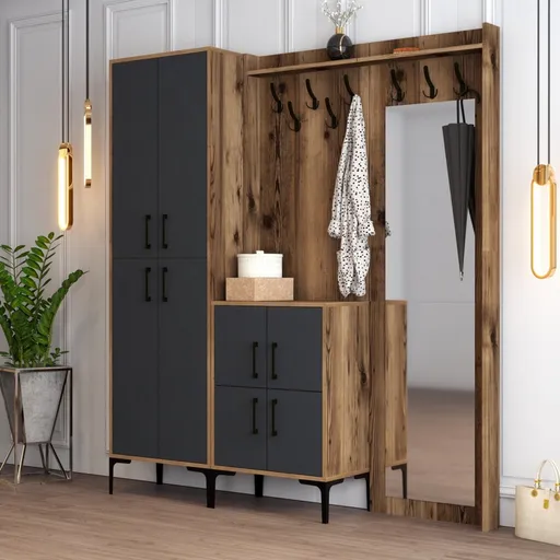 Předsíňová stěna Berlin ABC - Walnut, Anthracite