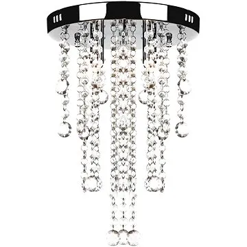 Bílé kovové stropní svítidlo s křišťálovými ověsky