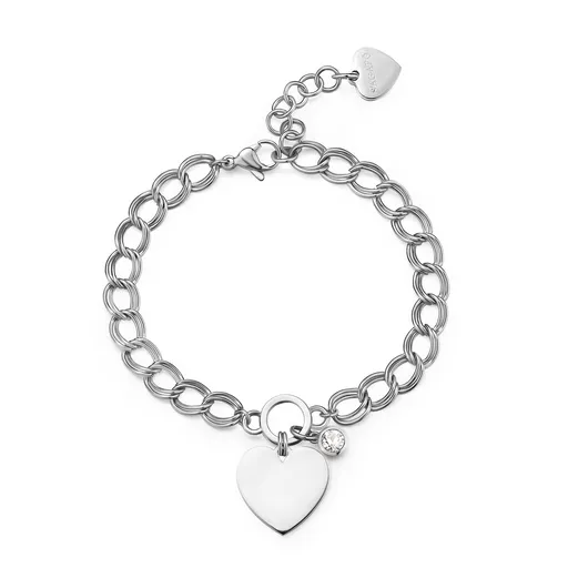 S'Agapõ Nepřehlédnutelný ocelový náramek se srdíčkem My love SYL21