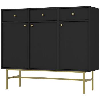 Komód Tokyo 3  3F 3S fekete grafit 827