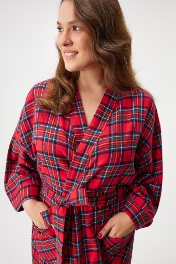 Festive Red flanel köntös, hosszú