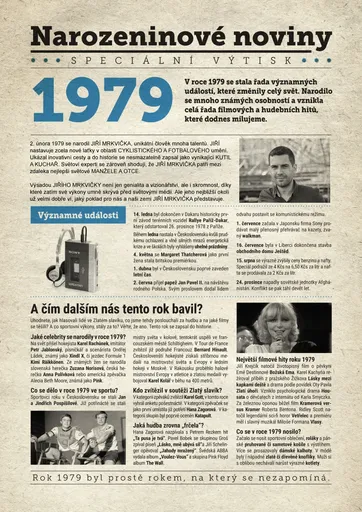 Narozeninové noviny 1979 s vlastním textem a fotografií, S fotografií a textem