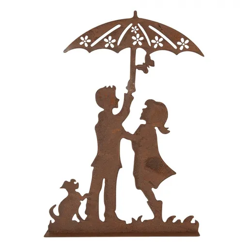 Rezavá dekorace děti s pejskem Brocante rust - 21*5*31 cm Clayre & Eef