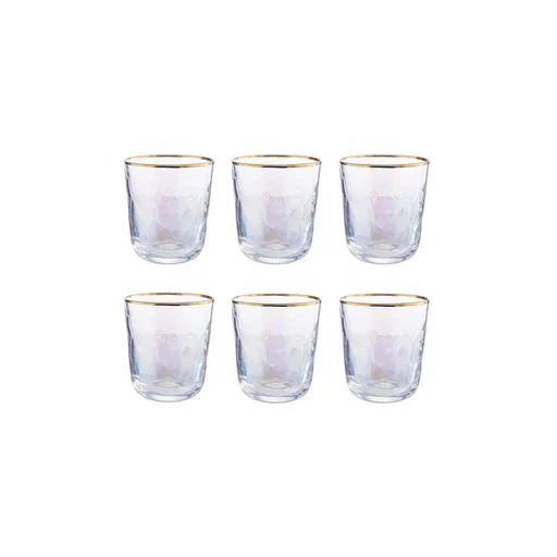 SMERALDA Sada sklenic se zlatým okrajem 280 ml 6 ks