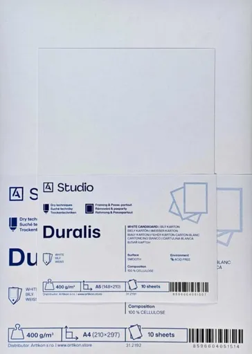 Bílý karton Duralis 400g A4, 10 listů