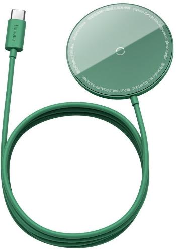 Vezeték nélküli töltő Baseus Mini Magnetic Wireless Charger USB-C cable 1,5m 15W Green