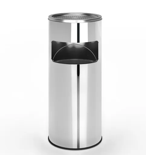 Jago 93426 Odpadkový koš s popelníkem, 17 l, stříbrný