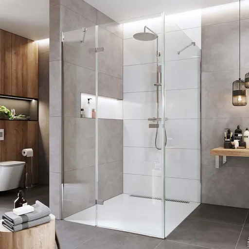 Mereo Sprchový kout, Novea, čtverec, pantový,90x90 cm, chrom ALU, sklo Čiré, dveře levé a pevný díl CK10215ZL