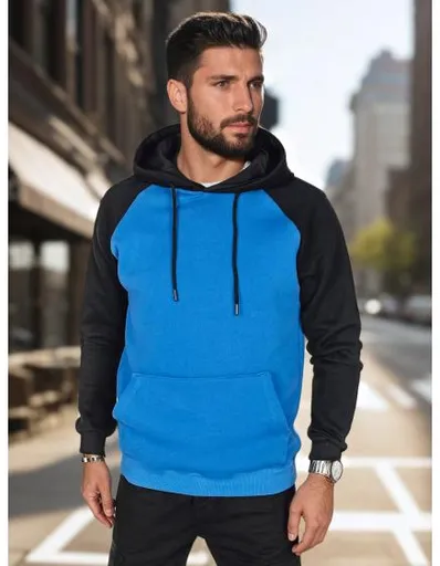 Pánská mikina basic s kapucí modrá