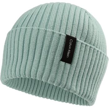 Calvin Klein RIBBED FOLDED BEANIE Podzimní čepice, světle zelená, velikost