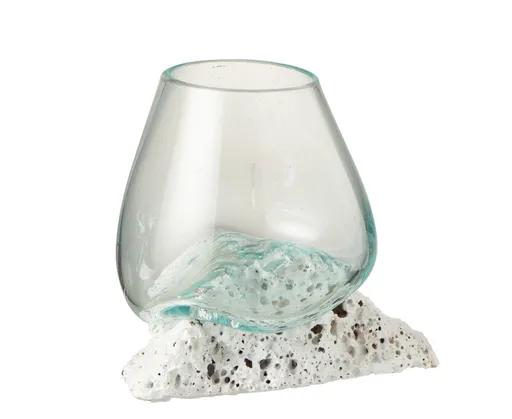 Skleněná váza vsazená na lávový kámen Lava M - 17*12,5*13,5 cm 1727