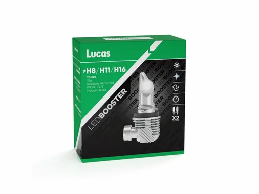 Lucas 12V H8/H11/H16 LED žárovka PGJ19-1/2/3, sada 2 ks 6500K