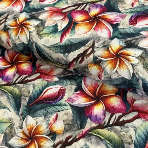 Viskóza se lnem Jasmine design C digital print