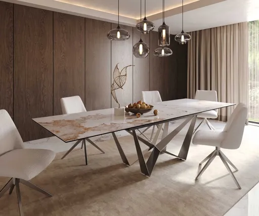 Jídelní stůl Edge 200-300x100 keramika Minas Melange bílo