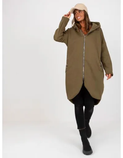 Dámská mikina basic s kapsami Tina RUE PARIS khaki