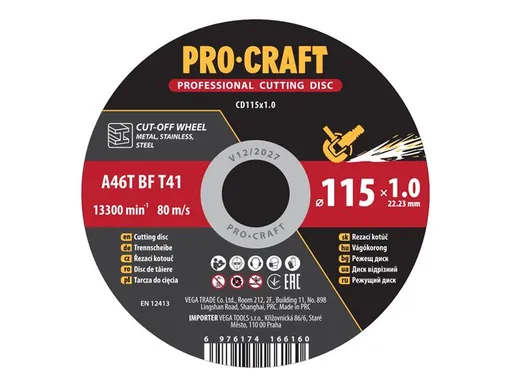 Kotouč řezný PROCRAFT 115x1.0mm