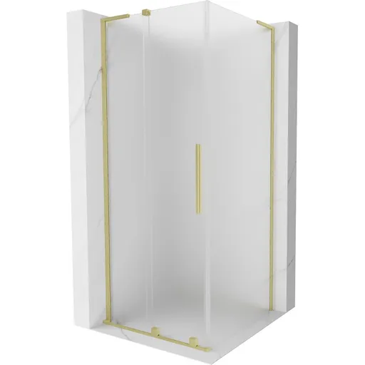 MEXEN/S Velar L sprchový kout, posuvné dveře 110 x 110, dekor, zlato kartáčovaná 871-110-110-33-55