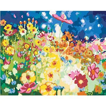 Diamondi - Diamantové malování - BAREVNÉ KVĚTINOVÉ POLE, 40x50 cm, bez rámu a bez vypnutí plátna (606247A)