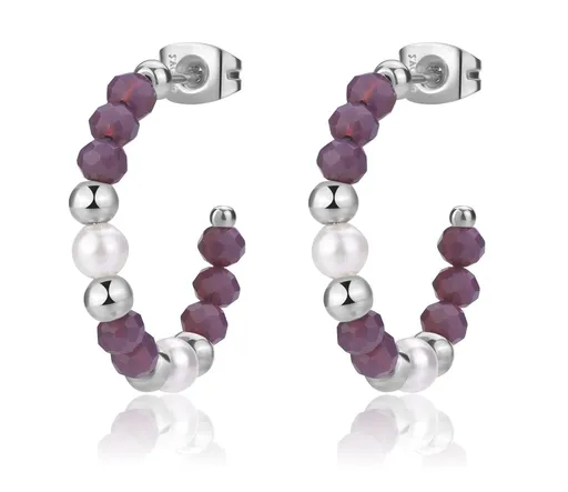 S'Agapõ Ocelové kruhové náušnice s korálky Glint SGI21