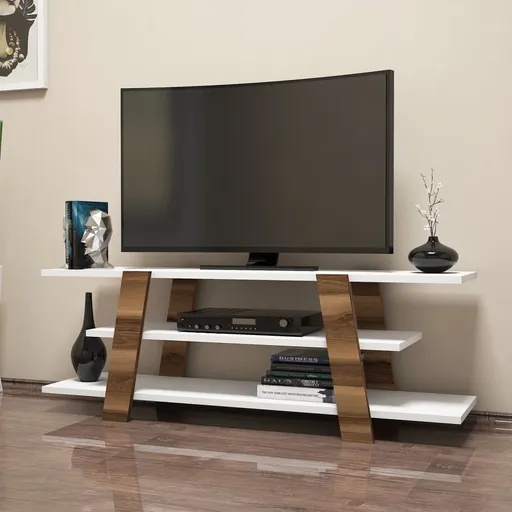 TV stolek Flower - Walnut, White